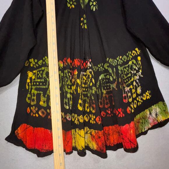 Sacred Threads Lace-Up Tunic OS One Size Flare Hem Boho Artsy Festival Statement - Picture 5 of 6